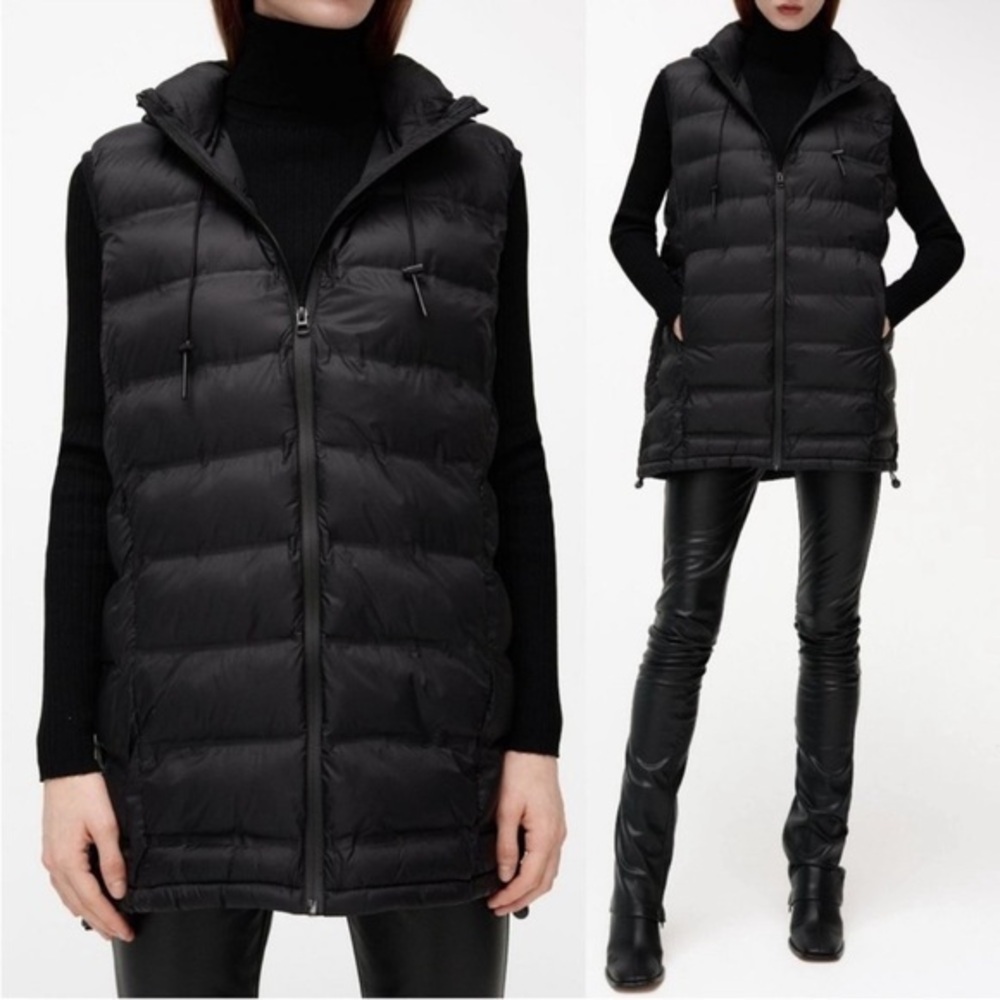 ZARA PACKABLE WATER REPELLENT HOODED LONGLINE PUFFER VEST